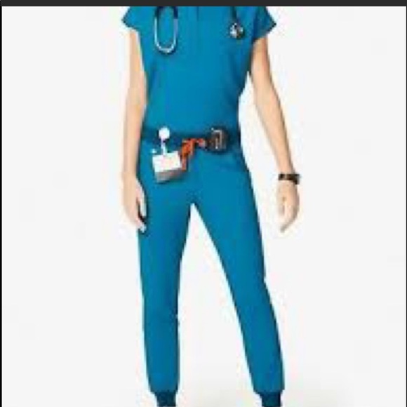 FIGS Alps Blue Scrub Set Bottom XXSP & Top XXS - Picture 3 of 6